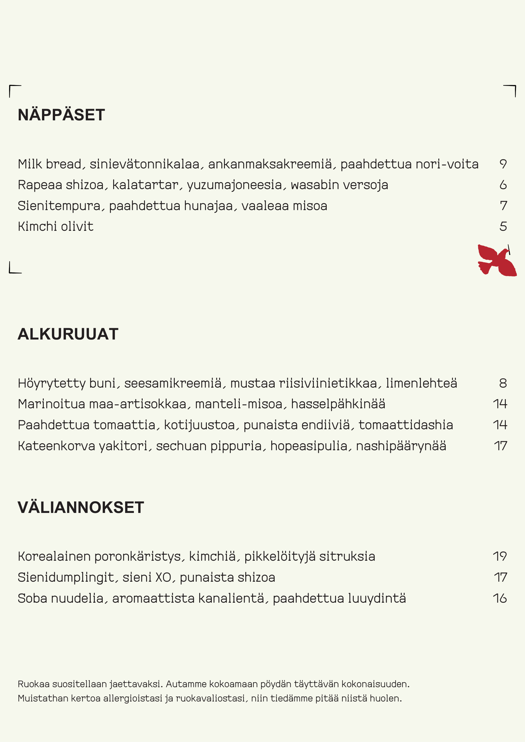 Ruokalista, sivu 1